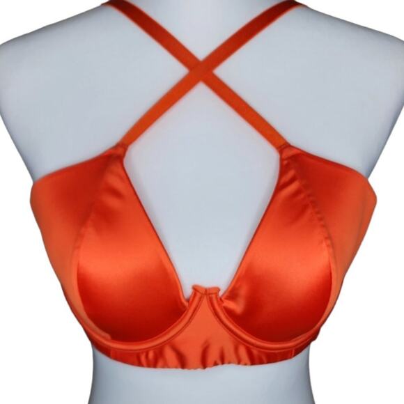 Savage X Fenty Sharp Satin Bra Spicy‎ Orange Size 38C - Picture 2 of 12